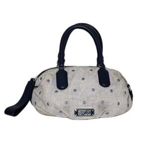 Vintage Y2K Marc By Marc Jacobs Q Legend Satchel Handbag Suede Blue Studded